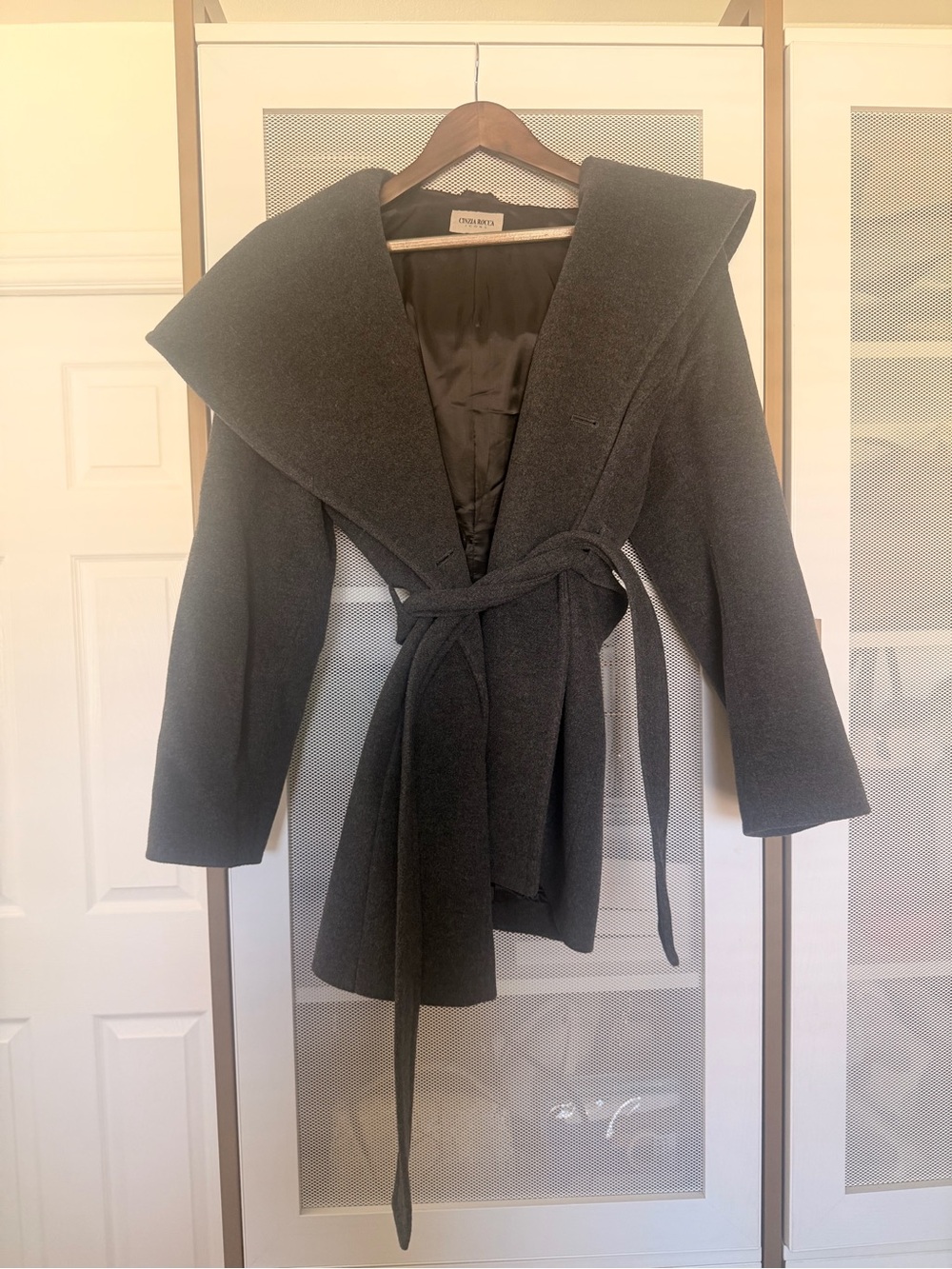 Cinzia Rocca Icons Charcoal Gray Wrap Pea Coat with Belt